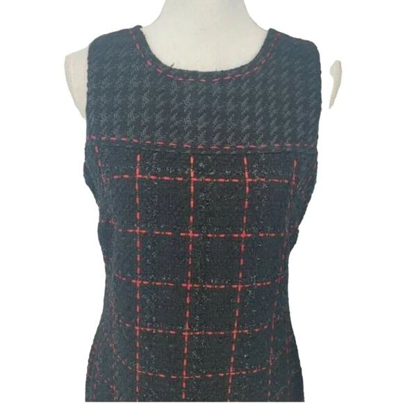 DESIGUAL Sleeveless Wool Blend Boucle Sheath Dress Red Black Spain 42 US 10 12 V - Picture 10 of 13